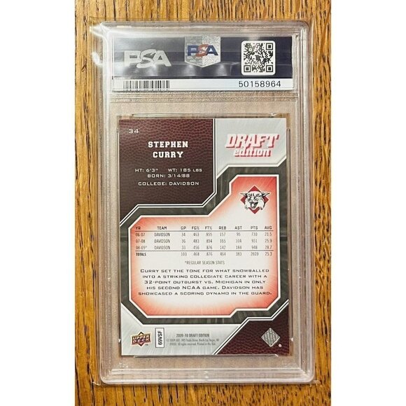 2009 UD Draft Edition Stephen Curry RC Rookie PSA 9 Mint Warriors - Picture 2 of 2